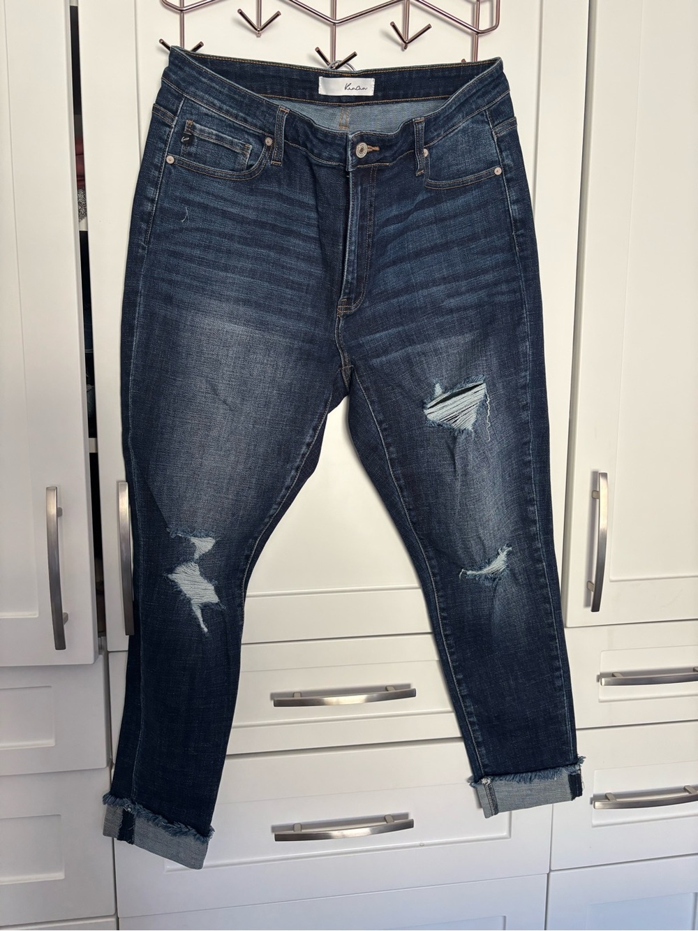KanCan Dark Indigo Distressed Boyfriend Jeans